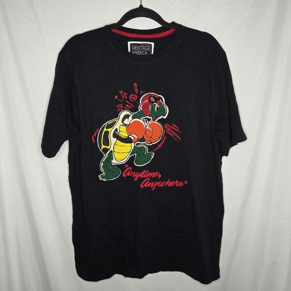 Heritage by America Graphic Shirt Men Anytime Anywhere Tufted‎ Turtle Design XL